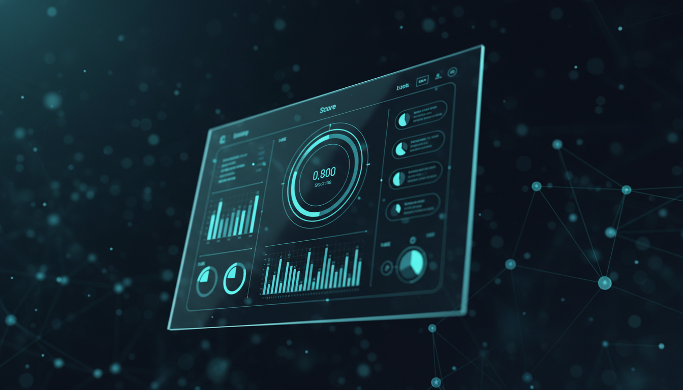 AI Visibility Score dashboard - luminous scoring gauge tracking brand authority across ChatGPT, Gemini, and Claude