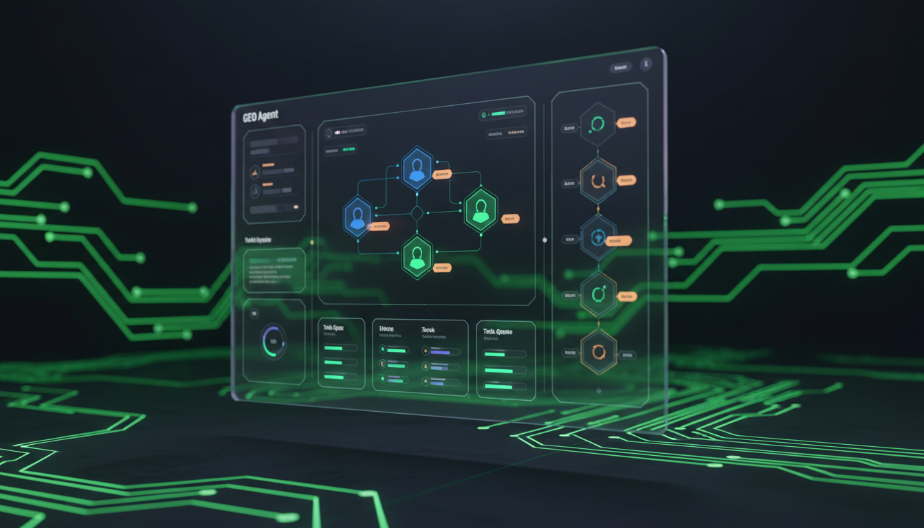 GEO Agent optimizing website pages for Generative Engine Optimization with schema automation and entity linking