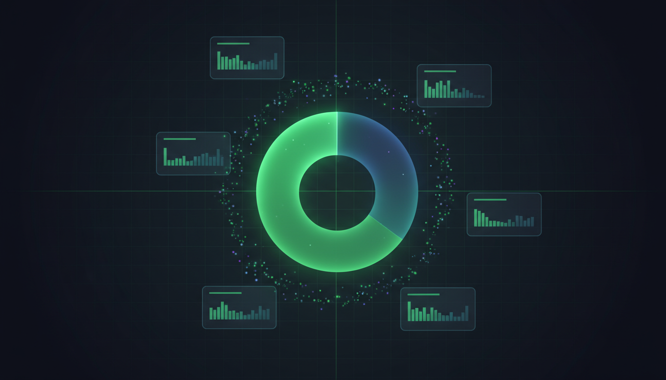 Measure your category share in AI responses AI market share visualization showing Share of Model percentage across AI response engines and competitor brands