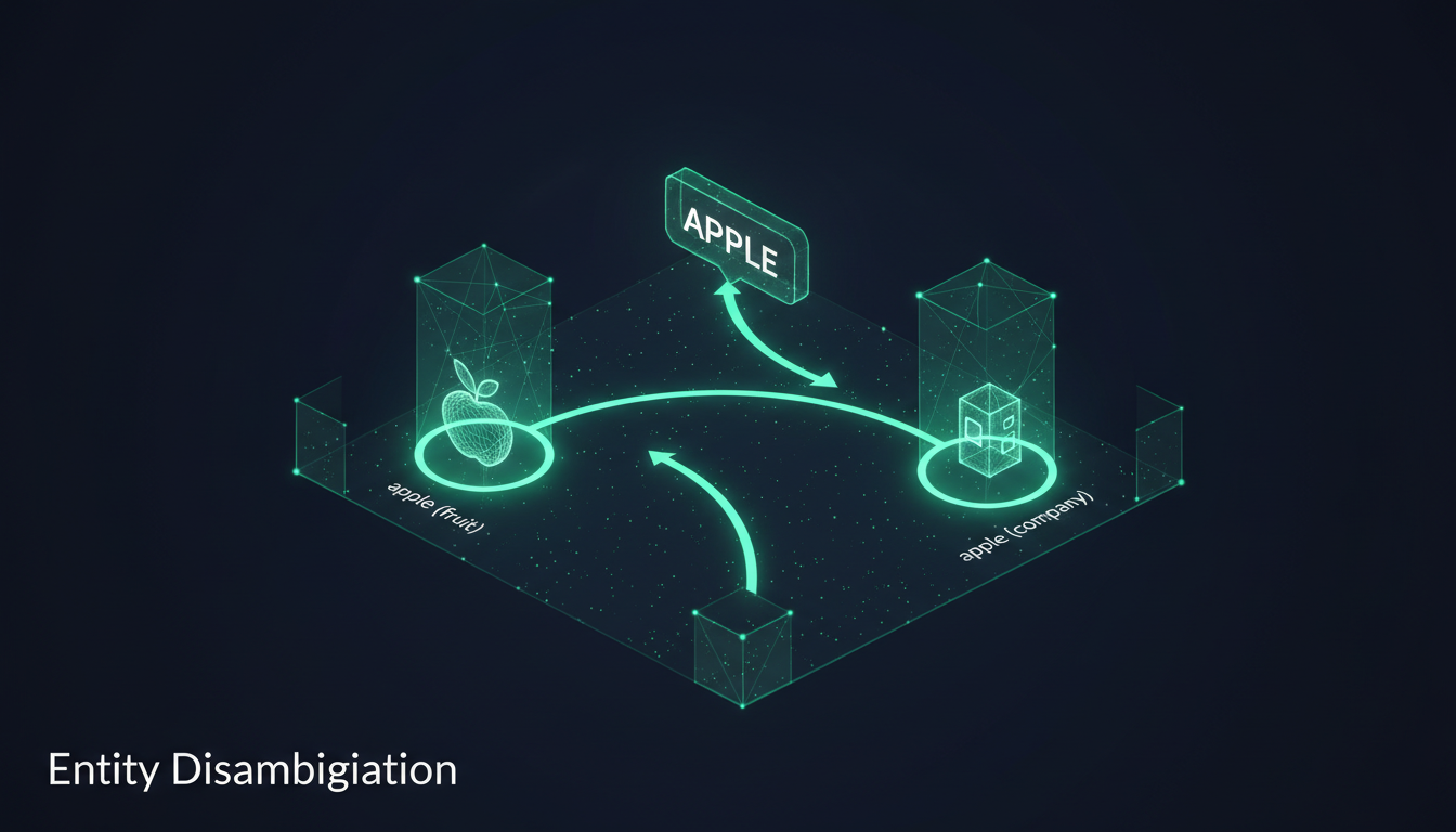 Entity Disambiguation (Knowledge Graph) Entity Disambiguation - visual concept illustration